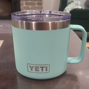 Yeti seafoam Rambler mug with handle 14 oz
